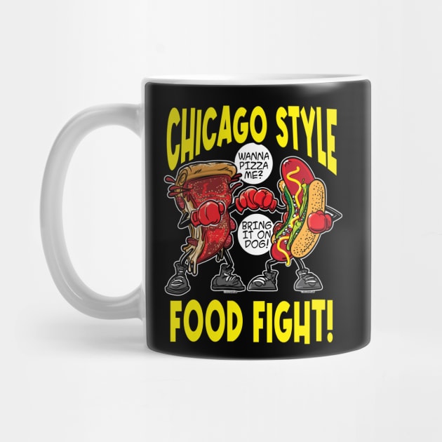 Chicago Style Food Fight, Pizza VS Hotdog by eShirtLabs